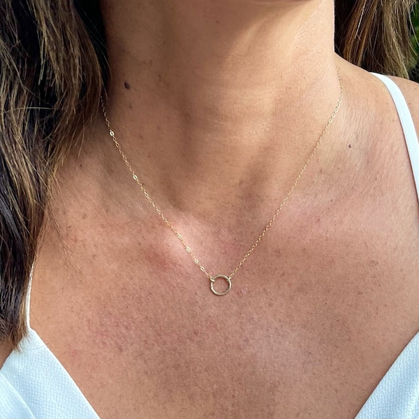 Dainty Circle Necklace, Karma Necklace, Gold Circle Necklace, Layering Necklace, 14k Gold Fill, Minimalist Necklace, Layering Necklace