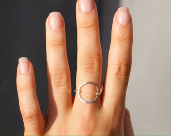 Dainty Ring, Circle Ring, Hammered, Simple, Tiny Ring, Sterling Silver, Silver Circle Ring, Open Circle Ring, Silver, Minimalist Ring
