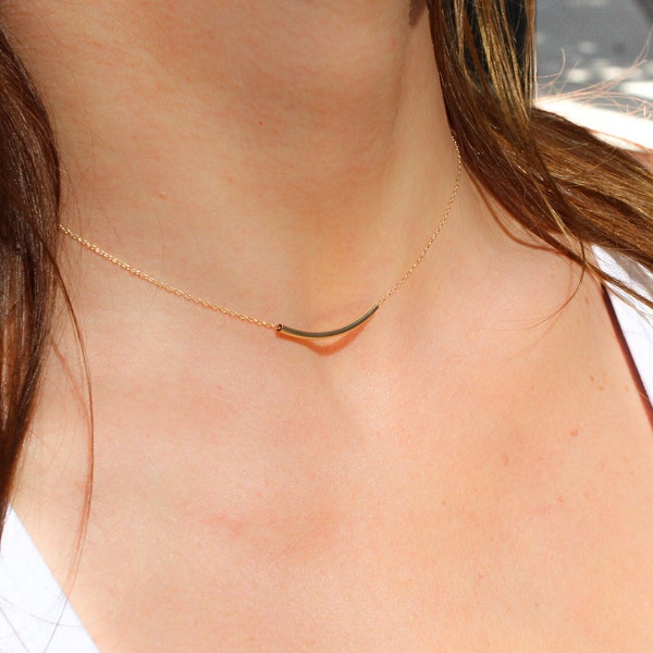 Tube Necklace, 14k Gold Fill, Sterling Silver, Minimalist, Simple, Dainty, Bar, Tube, Layering Necklace, Delicate, Necklace, Everyday