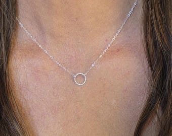 Dainty Silver Circle Necklace, Sterling Silver, Dainty Necklace, Karma Necklace, Dainty, Layering, Minimalist, Necklace, Silver, Delicate