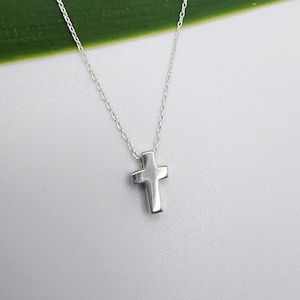 Tiny Sterling Cross Necklace, Sterling Silver, Cross Necklace, Silver Cross, Cross Pendant, Cross Bead, Silver Cross Necklace, Dainty, Tiny
