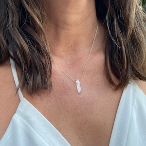 Quartz Crystal Necklace, Sterling Silver, 14k Gold Fill, Simple Necklace, Gold Necklace, Silver Necklace, Crystal Necklace, Raw Quartz