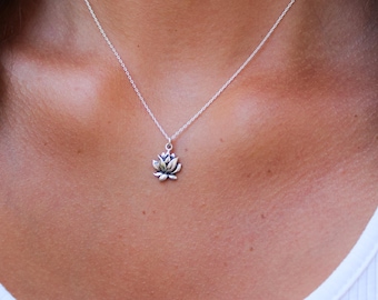 Sterling Silver Lotus Necklace, Lotus Flower, Silver Necklace, Flower Necklace, Silver Lotus Necklace, Dainty, Lotus, Necklace, Delicate
