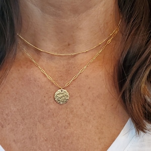 Layered Necklace Set, Set of 2, 14k Gold Filled, Sterling Silver, Minimalist, Satellite, Double, Chain, Necklace, Gold, Silver, Set, Disk
