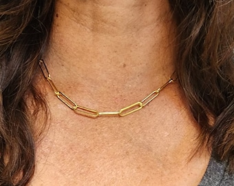 Extra Large Link, 14k Gold Filled, Paperclip, Chain, Gold Fill, Layering, Necklace, Chunky, Link, Minimalist, Gold, Necklace, Paper Clip