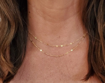 Double Layer Sparkle Chain, Gold, Silver, Layering Necklace, Necklace Set, Layered, Set, Delicate, Dainty, Minimalist, Choker, Double