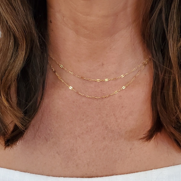 Double Layer Sparkle Chain, Gold, Silver, Layering Necklace, Necklace Set, Layered, Set, Delicate, Dainty, Minimalist, Choker, Double