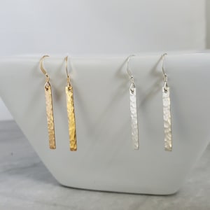 Tiny Bar Earrings, 14k Gold Fill, Silver, Elegant, Minimalist, Bar Earrings, Dainty Earrings, Gold Fill, Hammered, Dainty, Gold Earrings,Bar