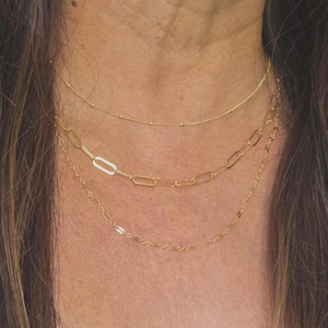 Layered Necklace Set, Set of 3, 14k Gold Filled, Sterling Silver, Minimalist, Paperclip, Chain, Set, Layered Necklace, Dainty, Minimalist