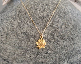 Gold Lotus Necklace, Lotus Flower, Gold Necklace, Flower Necklace, Vermeil