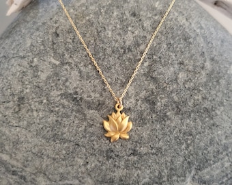 Gold Lotus Necklace, Lotus Flower, Gold Necklace, Flower Necklace, Vermeil