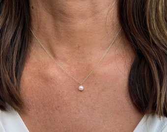 Simple, Dainty Pearl Necklace, Gold Fill Chain, Freshwater Pearl, Delicate, Dainty, Minimalist Necklace, Sterling Silver, Pearl Necklace