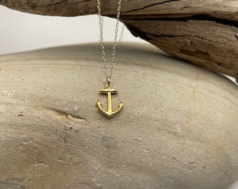 Tiny Gold Anchor Necklace, Gold Vermeil, Anchor Pendant, Gold