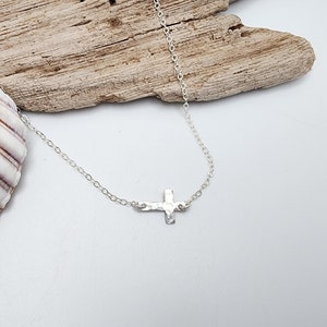 Tiny Sterling Cross Necklace, Sterling Silver, Cross Necklace, Silver Cross, Cross Pendant, Sideways, Silver Cross Necklace, Dainty, Tiny