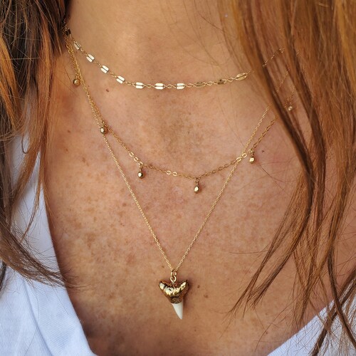 Boho Layered Necklace Set Shark Tooth 