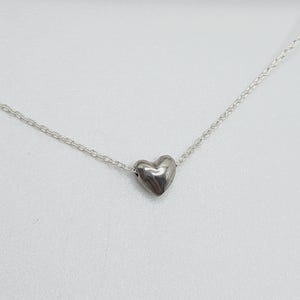 Tiny Sterling Silver Heart Necklace, Heart Necklace, Silver Heart Necklace, Heart Bead, Sterling Silver, Dainty, Heart, Delicate, Necklace