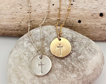 Tiny Cross Necklace, Sterling Silver, 14k Gold fill, Cross Necklace, Dainty, Silver Cross Necklace, Gold Cross Necklace, Tiny, Dainty, Cross