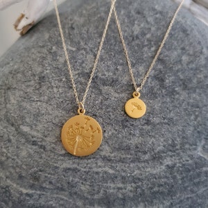 Gold Dandelion Necklace Set, Mother Necklace, Daughter Necklace, Mother, Child, Mothers Day, Gift, Necklace Set, Gold FLower Necklace, Set