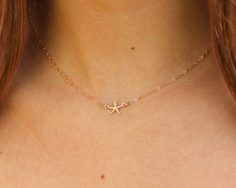 Tiny Gold Starfish Necklace, 14K Gold Fill, Starfish Pendant, Starfish Necklace, Gold Starfish Necklace, Dainty, Delicate