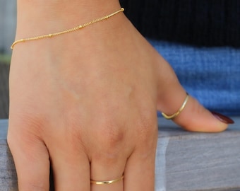 Gold Chain Bracelet, 14k Gold Filled, Layering Bracelet, Satellite chain bracelete, Gold Bracelet, Chain, Bracelet, Dainty