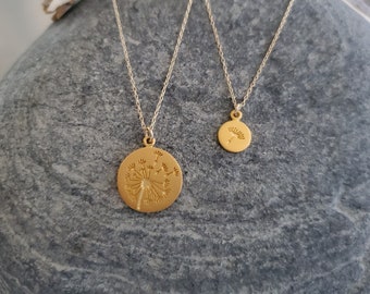 Gold Dandelion Necklace Set, Mother Necklace, Daughter Necklace, Mother, Child, Mothers Day, Gift, Necklace Set, Gold FLower Necklace, Set