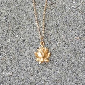 Gold Lotus Necklace, Lotus Flower, Gold Necklace, Flower Necklace, Vermeil image 4