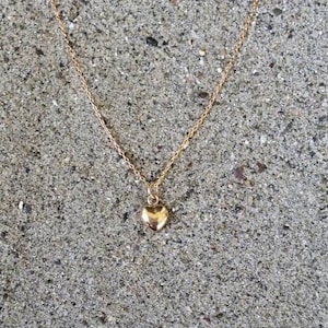 Winzige Gold Puffed Herz Halskette, Herz Halskette, kleines Herz, Gold Herz Halskette, Gold Fill