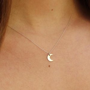 Tiny Sterling Moon Necklace, Crescent Moon, Sterling Silver, Necklace, Silver Moon Necklace, Hammered, Dainty, Tiny, Delicate, Minimalist