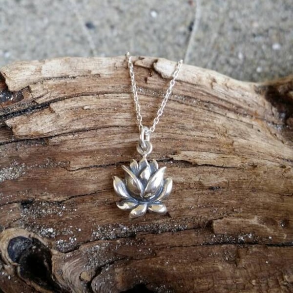 Sterling Silver Lotus Necklace, Lotus Flower, Silver Necklace, Flower Necklace, Silver Lotus Necklace, Dainty, Lotus, Necklace, Delicate