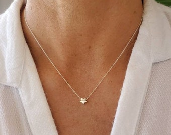 Tiny Sterling Silver Star Necklace, Star Bead, Tiny Star, Sterling Silver, Necklace, Silver Star Necklace, Dainty, Tiny, Delicate, Minimal