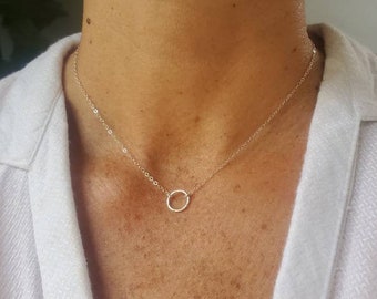 Dainty Circle Necklace, Sterling Silver, Dainty Necklace, Karma Necklace, Dainty, Layering Necklace, Minimalist Necklace, Silver, Delicate