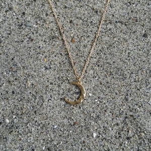Tiny Gold Moon Necklace, Crescent Moon, Gold Necklace, Gold Moon, Hammered, Dainty, Moon, Necklace