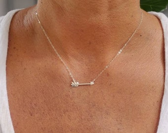 Tiny Silver Arrow Necklace, Layering Necklace, Sterling Silver, Silver Arrow Necklace, Dainty, Delicate, Silver Arrow, Minimalist Necklace