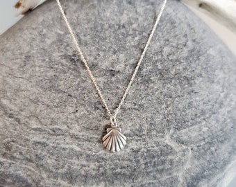 Tiny Shell Necklace, Sterling Silver, Clam Shell, Silver Shell Necklace, Dainty, Shell,  Necklace, Ocean, Beach, Clam, Layering Necklace