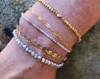 Minimalist Bracelets, Womens Bracelet, Layering Bracelet, Sterling Silver, Gold, Dainty Bracelet, Stacking Bracelet, Chain, Silver, Bracelet