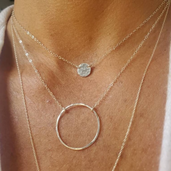 Large Circle necklace, Sterling Silver, Circle Necklace, Silver Circle Necklace, Circle, Dainty, Dainty Silver Necklace, Minimalist Necklace