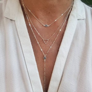 Layered Necklace Set, Labradorite, Set of 3, Gold, Silver, Three Necklaces, Layering Necklace, Necklace Set, Layered Set, Dainty, Minimalist