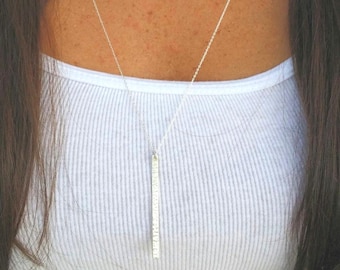 Hammered Bar, Sterling Silver, Silver Bar Necklace, Long Bar Necklace, Large, 2 inch, Silver Necklace, Silver Bar, Hammered, Bar