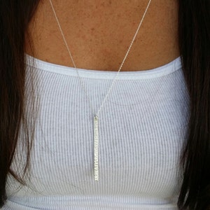 Hammered Bar, Sterling Silver, Silver Bar Necklace, Long Bar Necklace, Large, 2 inch, Silver Necklace, Silver Bar, Hammered, Bar