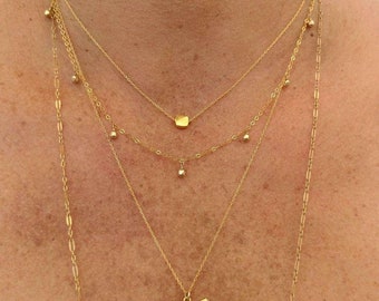 Tiny Gold Square Bead Necklace, Tiny Gold Square, Gold Vermeil, tiny necklace, Square, necklace, Dainty, Tiny Gold Necklace, Everday, Cube