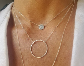 Large Circle necklace, Sterling Silver, Circle Necklace, Silver Circle Necklace, Circle, Dainty, Dainty Silver Necklace, Minimalist Necklace