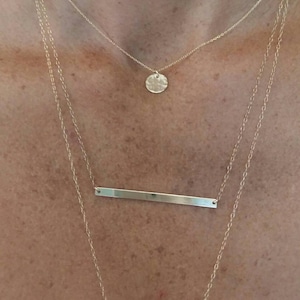 Gold Bar Necklace, Horizontal, Gold Bar, 1.5 inch, Gold Filled, Layering Necklace, Bar Necklace, Medium