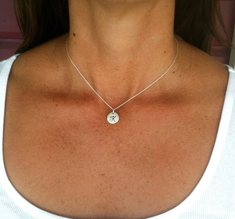 Monogram Necklace Initial Necklace Matte Silver Etsy
