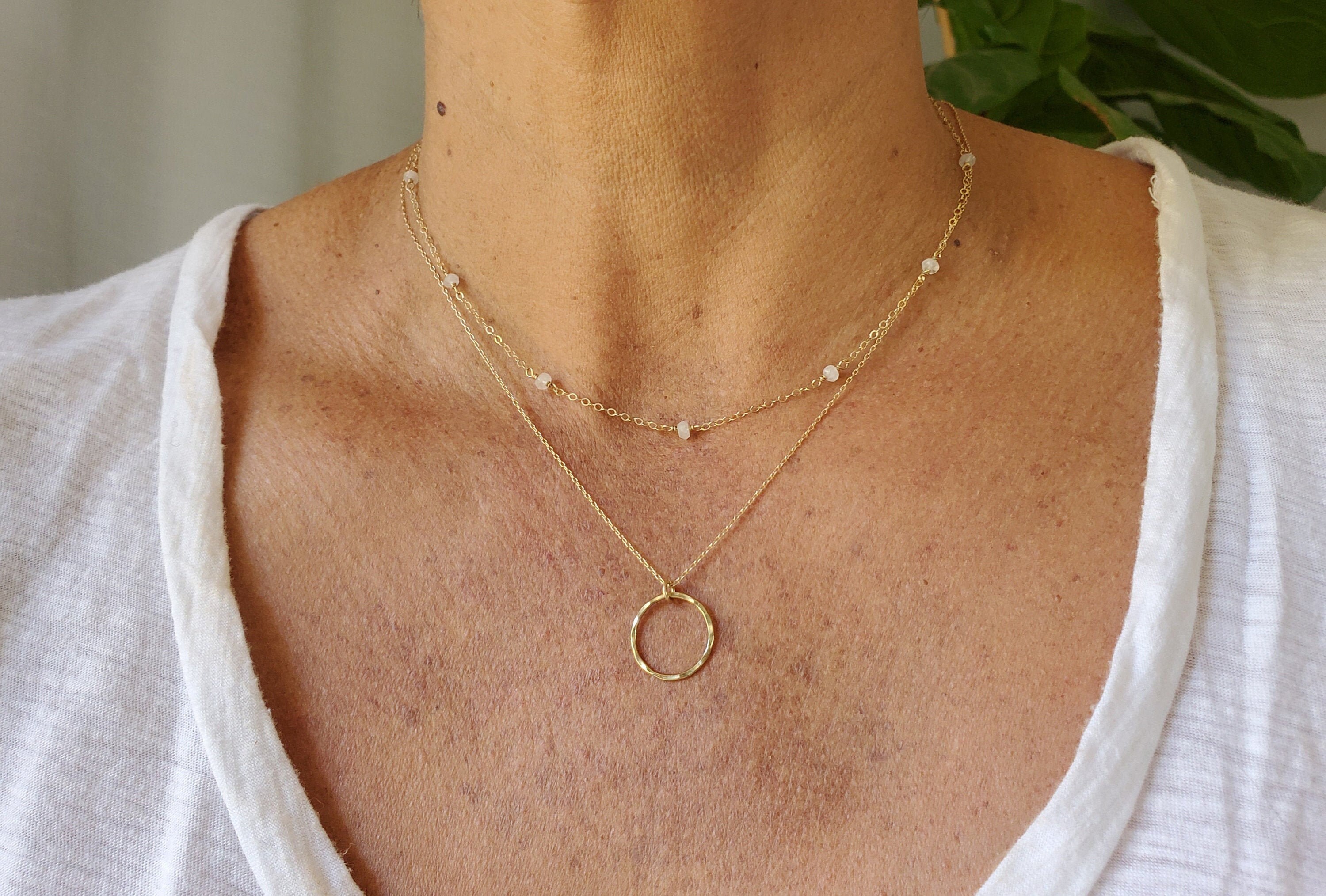 Double Necklace Set Set of 2 Pearl Gold 