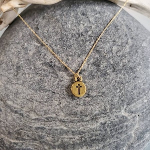 Gold Cross Necklace, Cross Necklace, Tiny Cross Pendant, Gold Cross, Tiny gold cross, Cross pendant, Gold Cross Necklace, Dainty, Delicate image 1