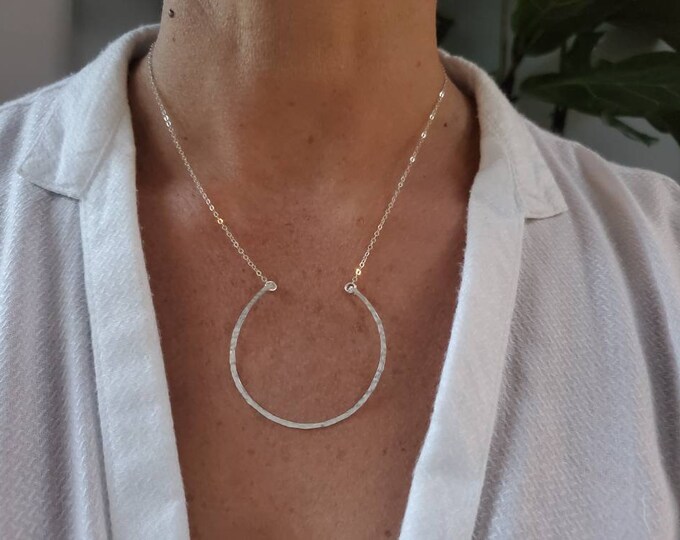 Large Open Circle necklace, Sterling Silver, Circle Necklace, Silver Circle Necklace, Circle, Dainty Silver Necklace, Minimalist Necklace