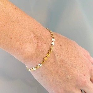 Gold Bracelet, Sequin Chain, Tiny Circle, Dainty Bracelet, Gold, Silver, Chain, Circle, Bracelet, Dainty, Delicate