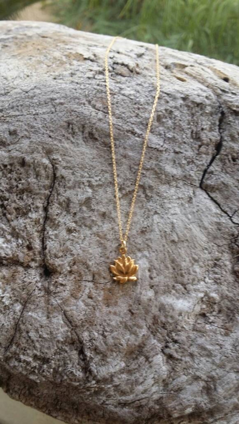 Gold Lotus Necklace, Lotus Flower, Gold Necklace, Flower Necklace, Vermeil image 7