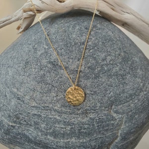 Small Hammered Circle Necklace, Gold Circle Necklace, Layering Necklace, 14k Gold Fill, Dainty, Gold Circle, Coin, Circle Necklace, Tiny image 6