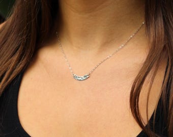 Curved Bar Necklace, Tiny Hammered Bar, Sterling Silver, Dainty Silver Necklace, Bar Necklace, Silver Bar, Layering Necklace, Dainty, Bar